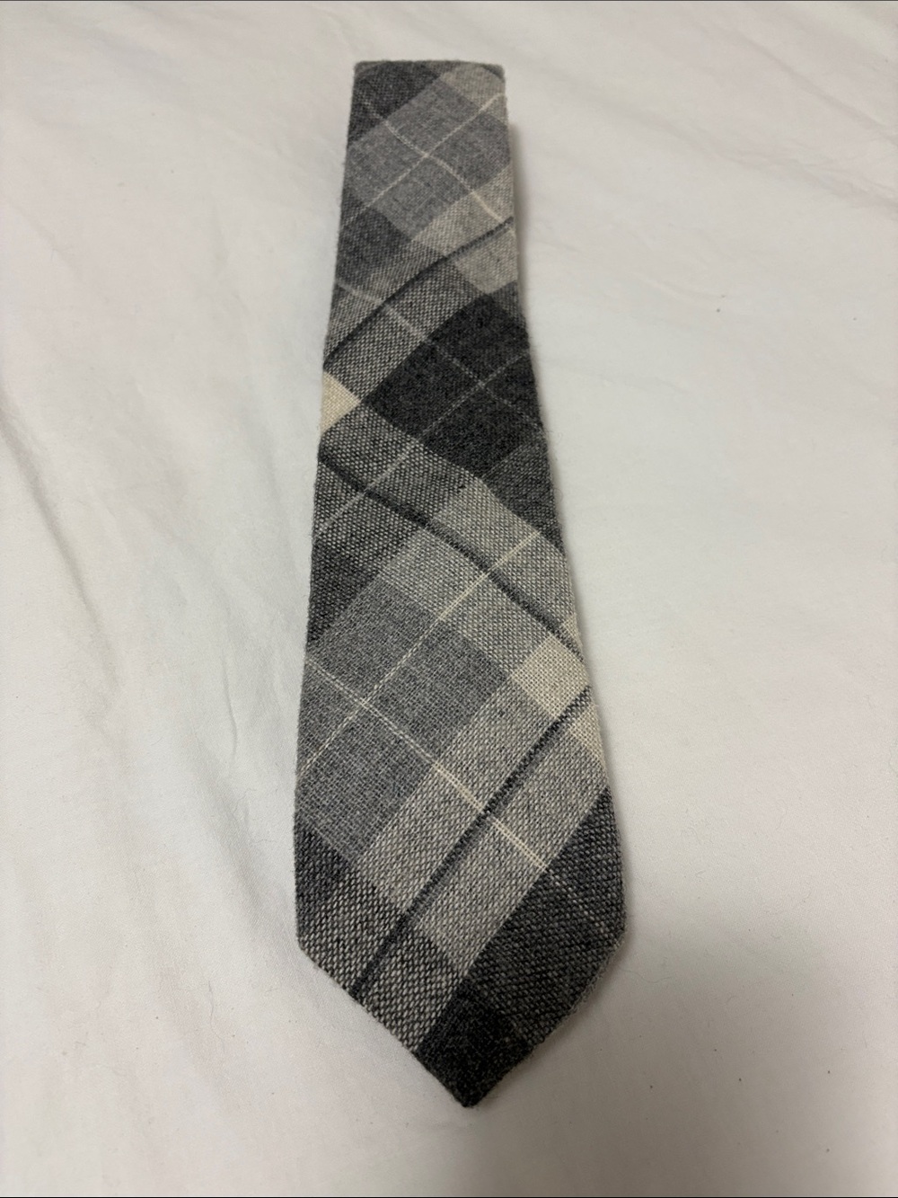 Wembley Grey Plaid Wool feel Neck Tie